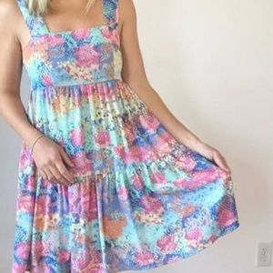 NWT ADRIENNE Multicolor Snakeskin Tiered Mini Dress Multicolor